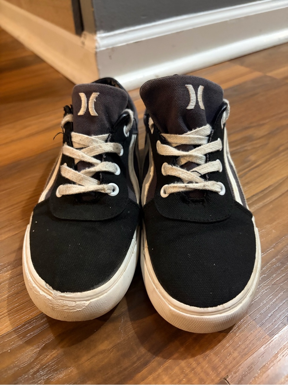 Hurley Black and White Kids Canvas Lace-Up Sneakers